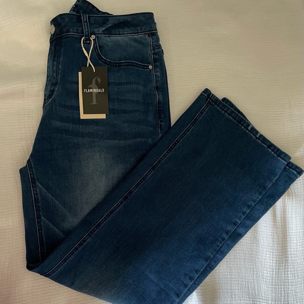 Flamingals Dark Blue Straight Leg Jeans NWT